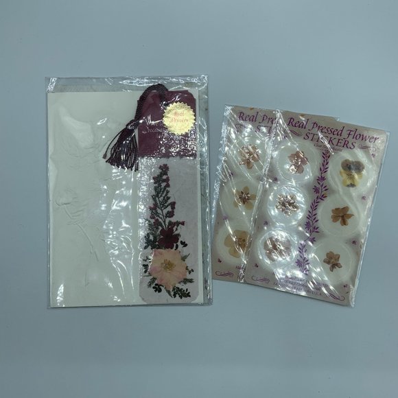 Inspirational Floral Card, Bookmark & 2 Packs of Real Pressed Flower Stickers - Picture 1 of 2